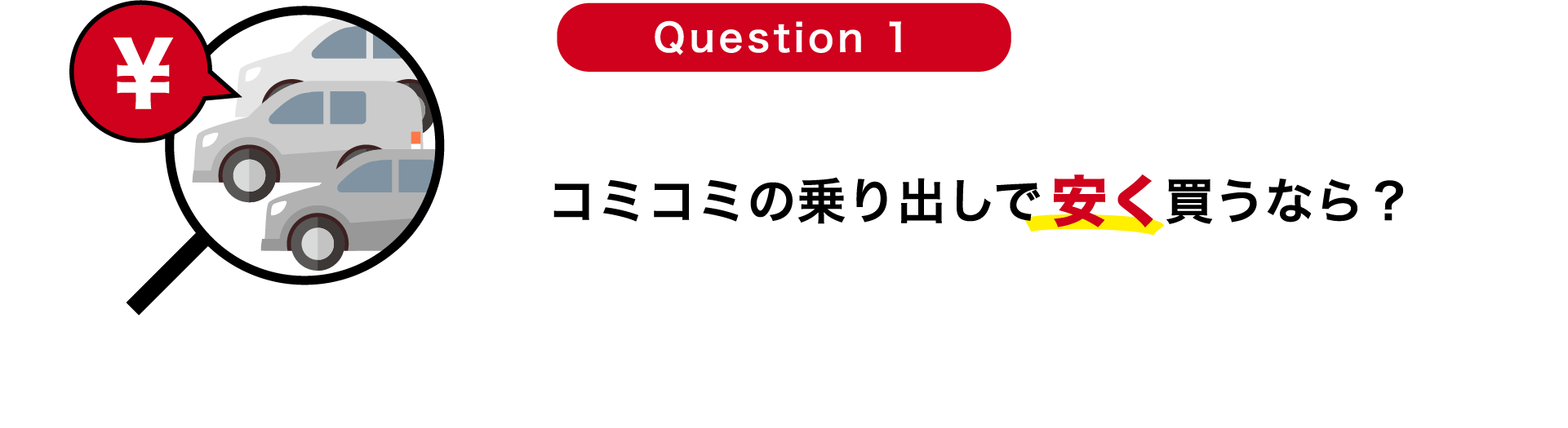 Question 1 コミコミの乗り出しで安く買うなら？