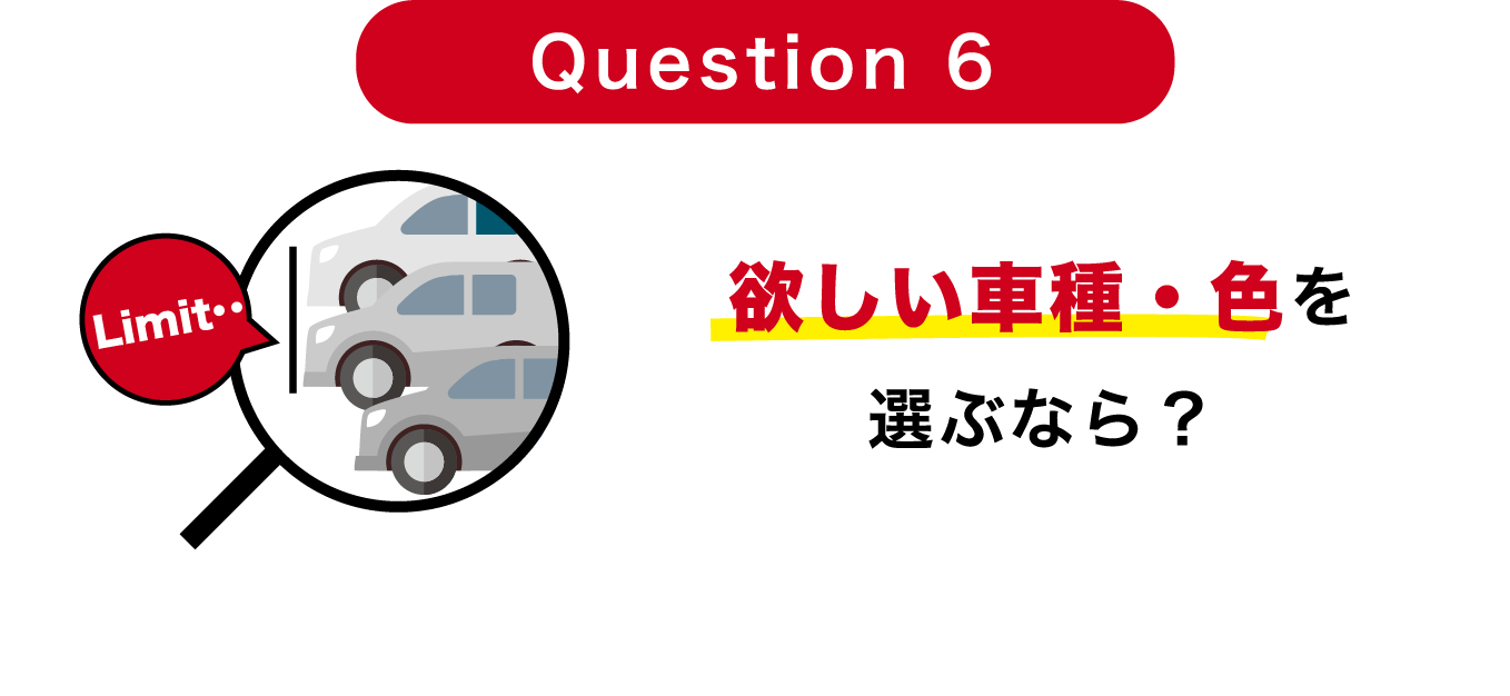 Question 6 欲しい車種・色を選ぶなら？